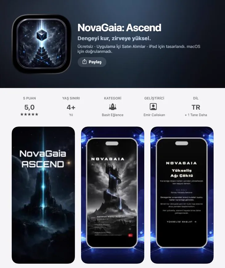 NovaGaia: Ascend uygulaması ekran görüntüsü