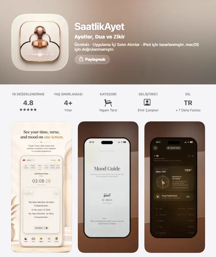 SaatlikAyet uygulaması ekran görüntüsü