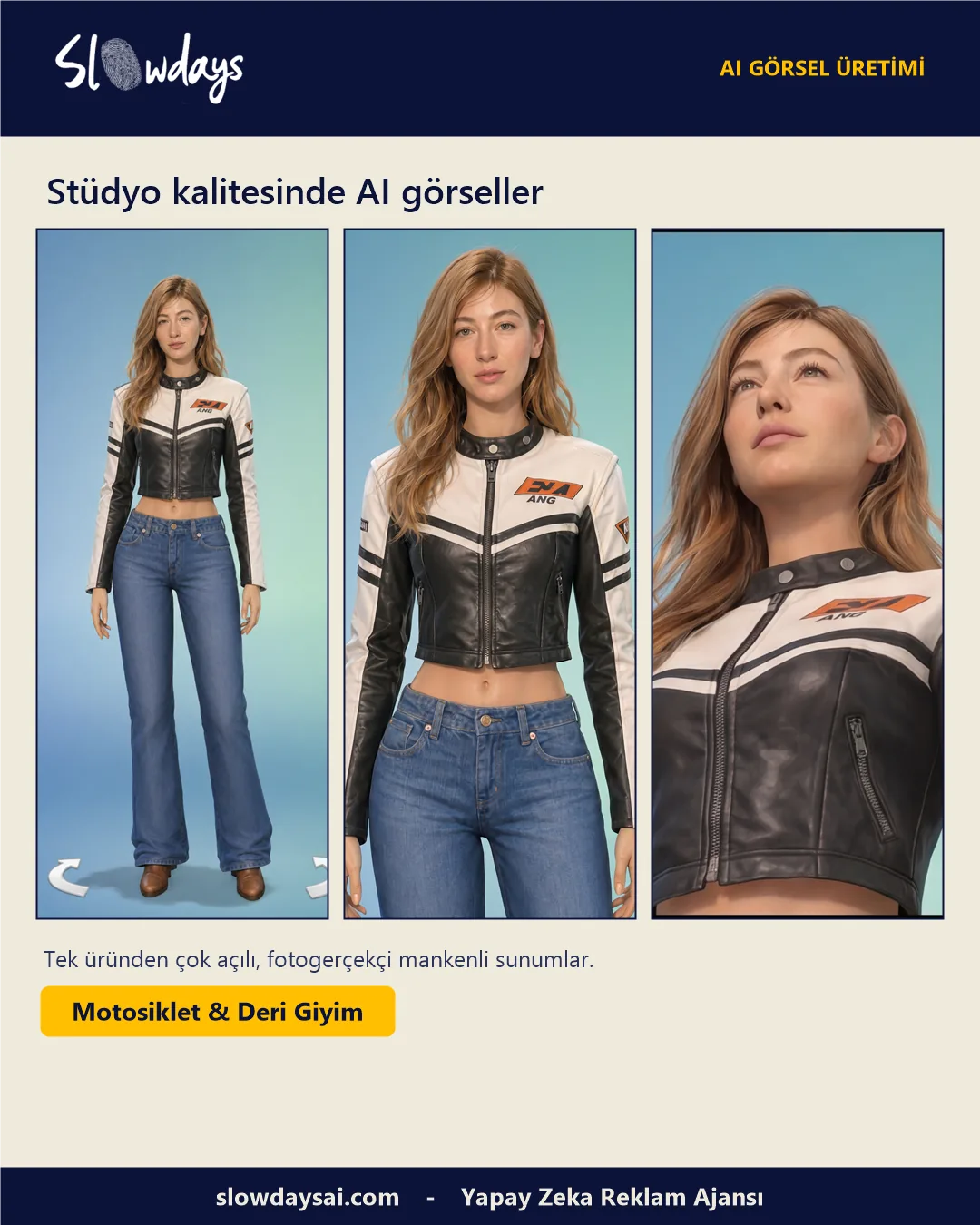 Motosiklet & Deri Giyim — AI ile üretilmiş ürün görselleri örneği