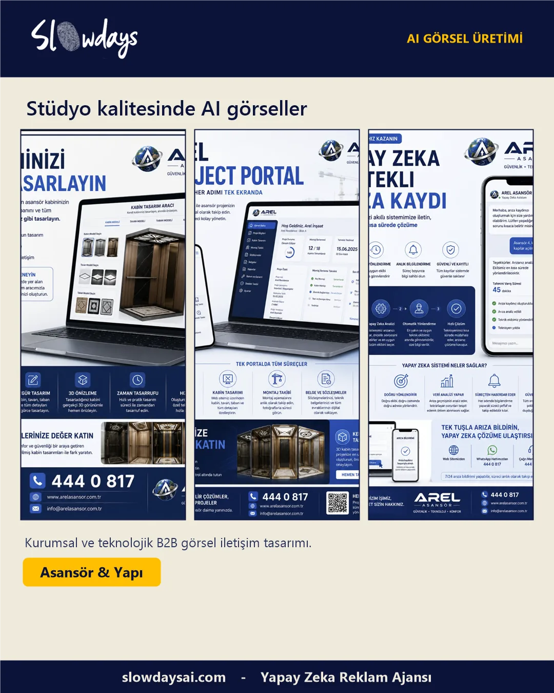 Asansör & Yapı — AI ile üretilmiş ürün görselleri örneği