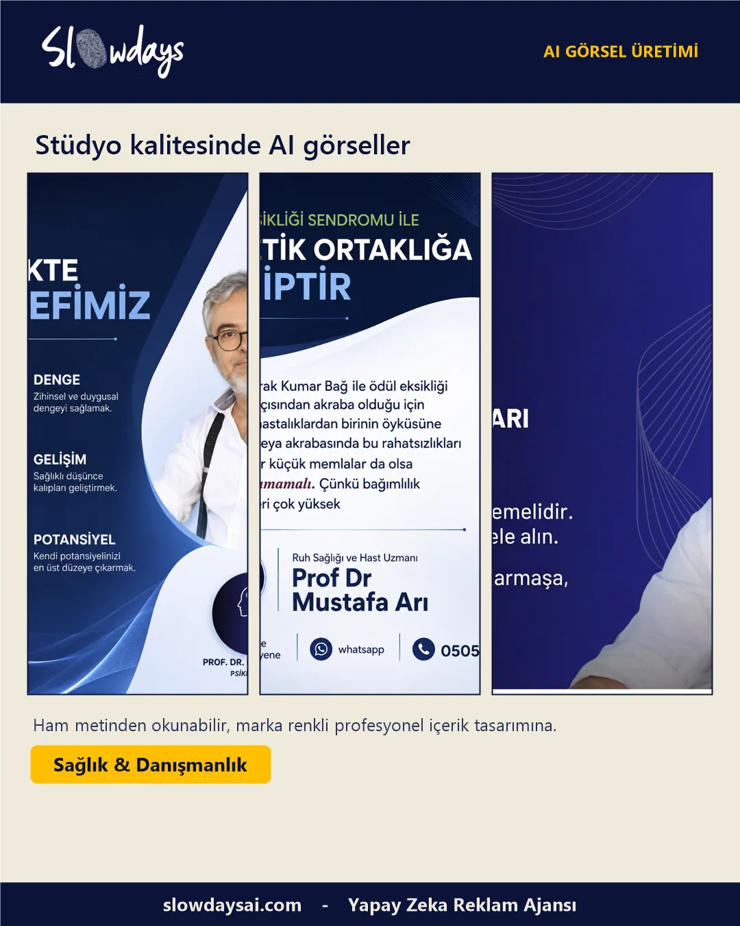 Sağlık & Danışmanlık — AI ile üretilmiş ürün görselleri örneği